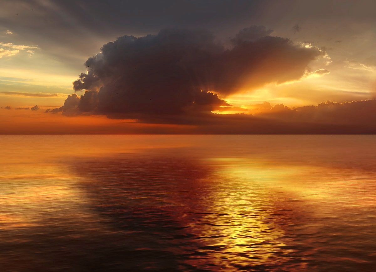 Papermoon Fototapete "Sonnenuntergang im Ozean" von Papermoon