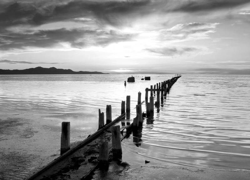 Papermoon Fototapete "Strand Schwarz & Weiß" von Papermoon