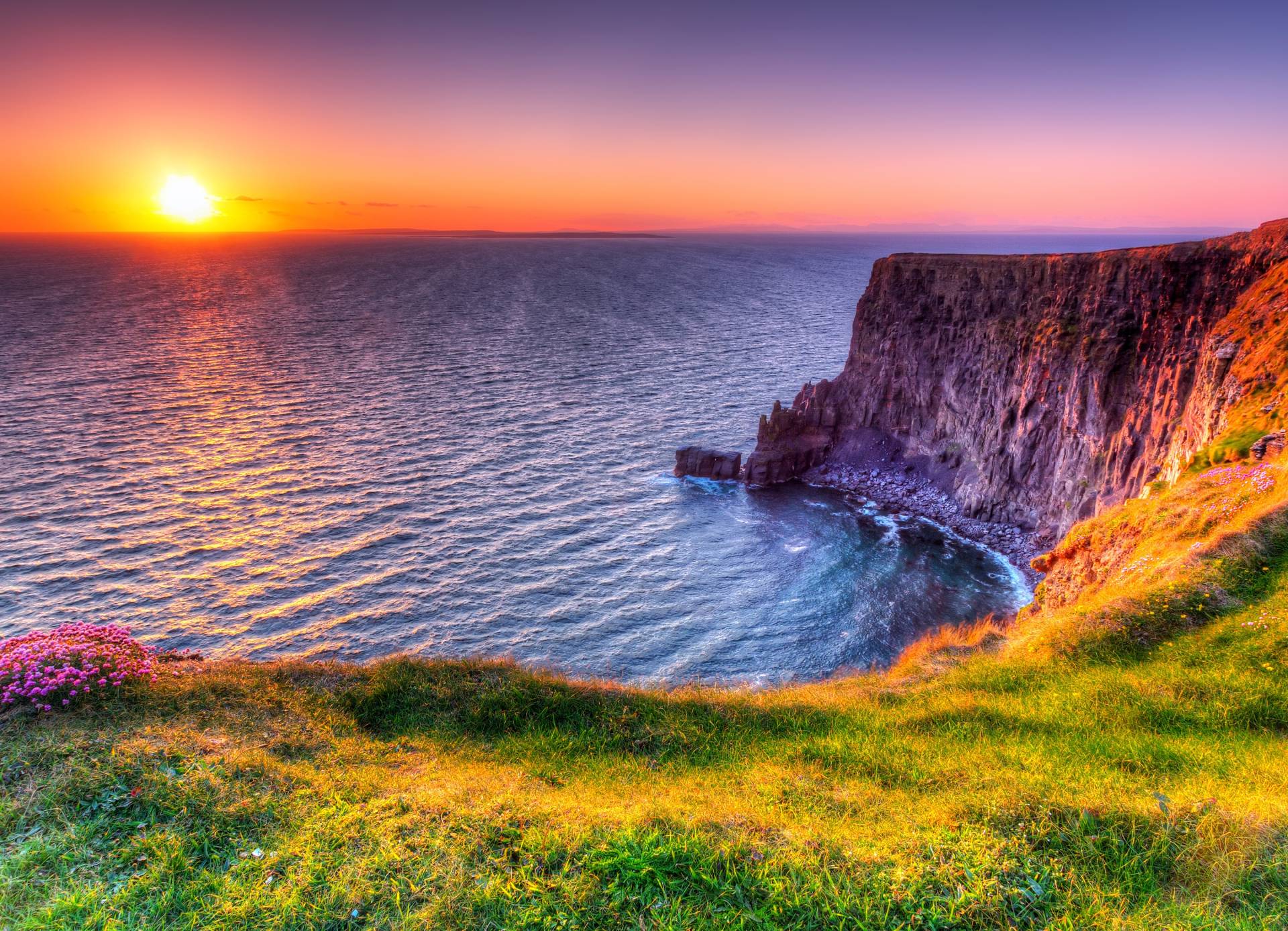 Papermoon Fototapete "Sunset at Moher Cliffs" glatt von Papermoon