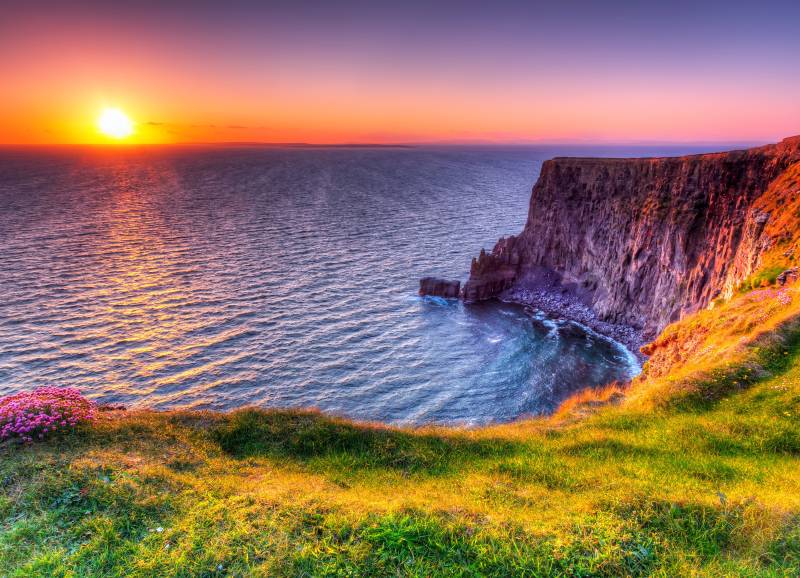 Papermoon Fototapete "Sunset at Moher Cliffs" glatt von Papermoon