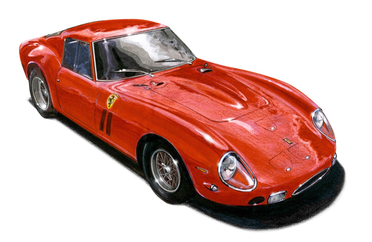 Papermoon Fototapete "VINTAGE 250GTO-AUTO ILLUSTRATION RETRO LUXUS XXL DESIGN" von Papermoon