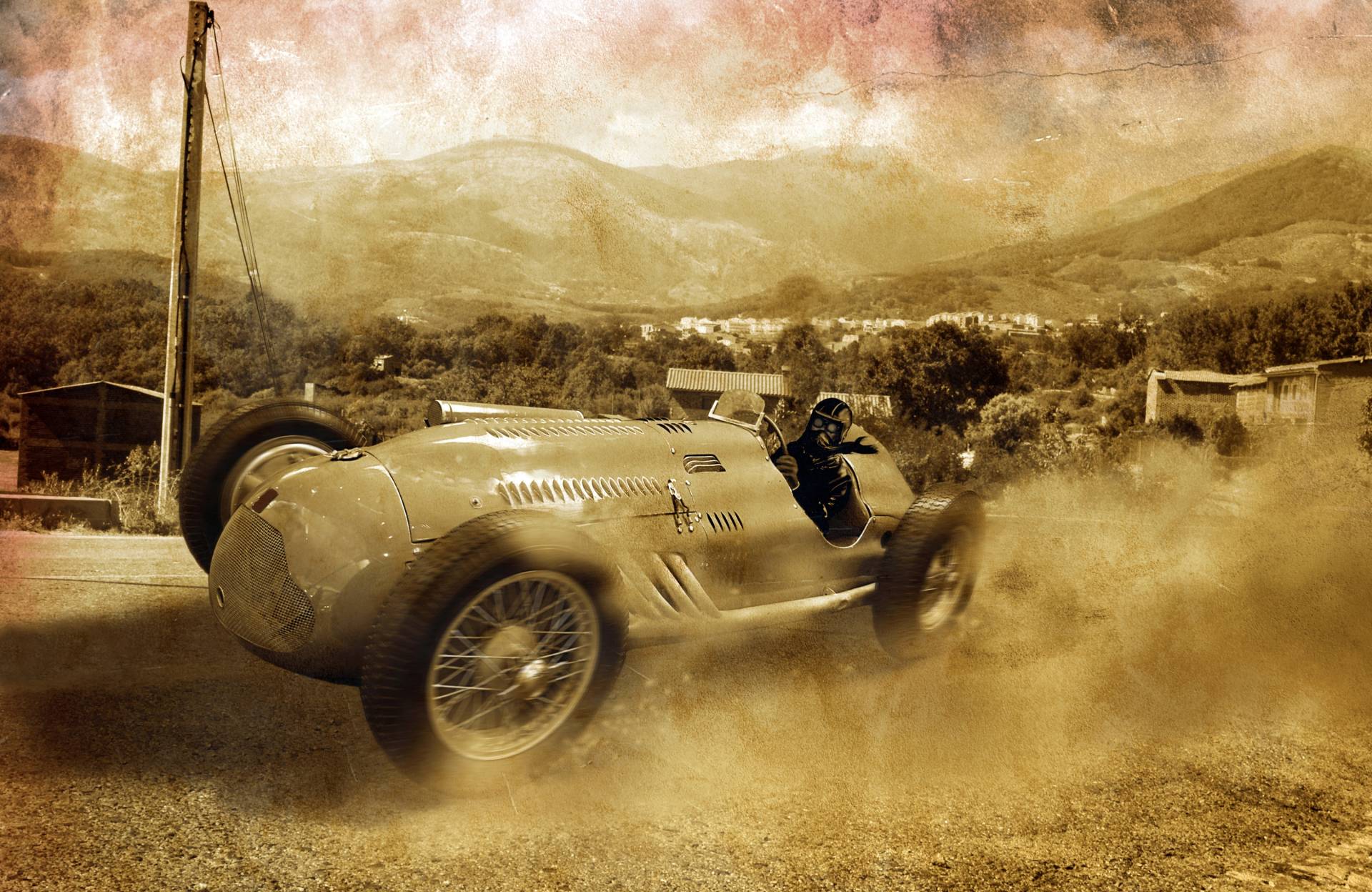 Papermoon Fototapete "VINTAGE OLDTIMER-AUTO AUTOS RETRO RENNWAGEN RACING CARS" von Papermoon