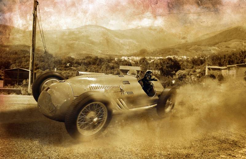 Papermoon Fototapete "VINTAGE OLDTIMER-AUTO AUTOS RETRO RENNWAGEN RACING CARS" von Papermoon