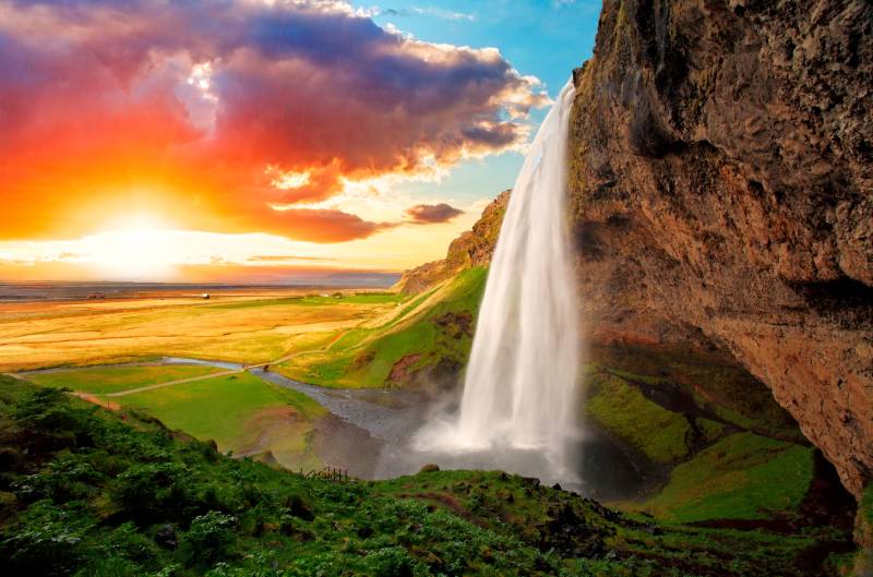 Papermoon Fototapete "Waterfall, Iceland" glatt von Papermoon