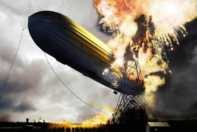 Papermoon Fototapete "Zeppelin mit Explosion" von Papermoon