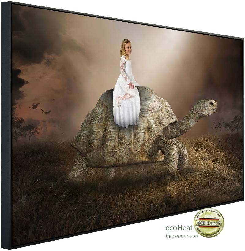 Papermoon Infrarotheizung "Surreale Mädchen Schildkröte Liebe Hoffnung", sehr angenehme Strahlungswärme von Papermoon