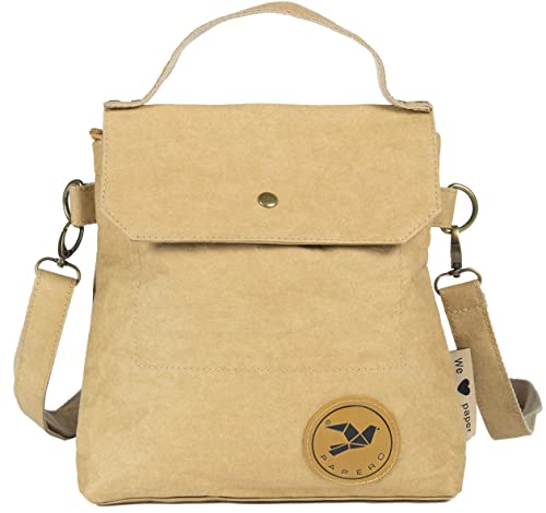Papero ® aus Kraft-Papier Handtaschen oder Umhängetasche | robust, wasserfest ultraminimalistisch PHEASENT Vegan nachhaltig Damen viele Fächer Platz DURCHDACHT von Papero