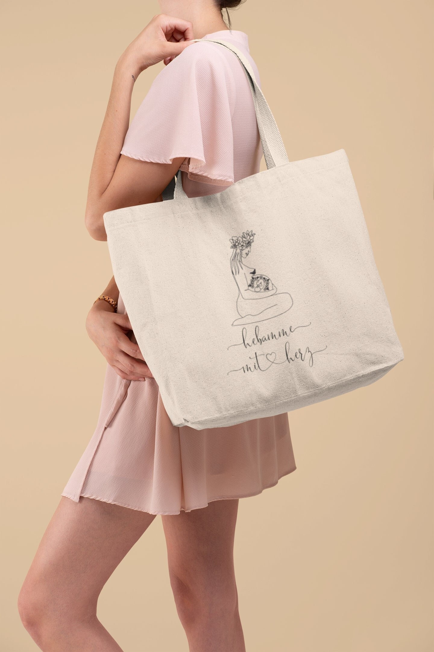 Tote Bag "Hebamme Mit Herz" Baumwolltasche, Geschenk, Doula, Geburt von PapeterieByTina