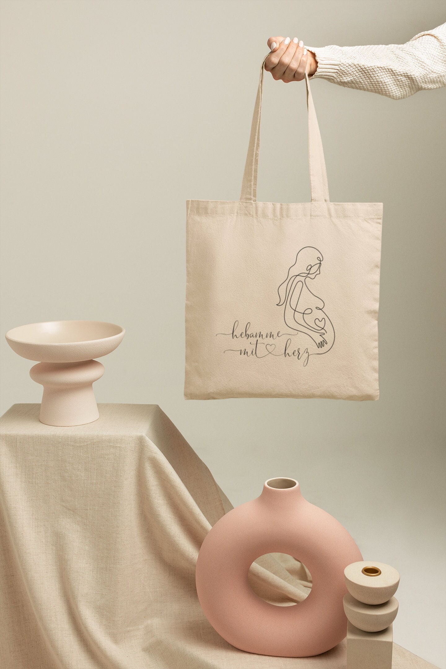 Tote Bag "Hebamme Mit Herz" Baumwolltasche, Geschenk, Doula, Geburt von PapeterieByTina