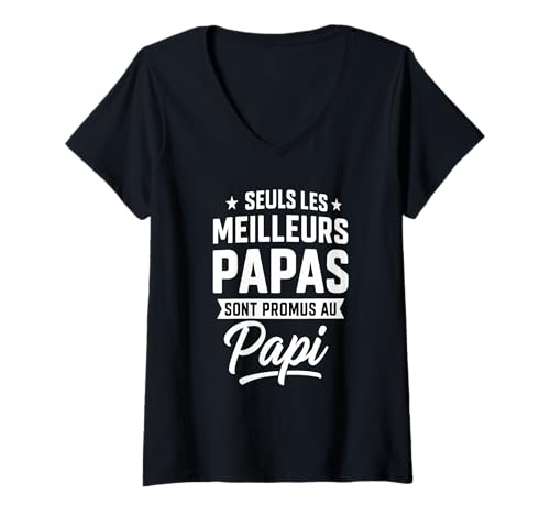 Damen Meilleur Papa Promu Papi Humour Famille Cadeau Bébé T-Shirt mit V-Ausschnitt Damen Meilleur Papa Promu Papi Humour Famille Cadeau Bébé T-Shirt mit V-Ausschnitt von Papi Famille Humour