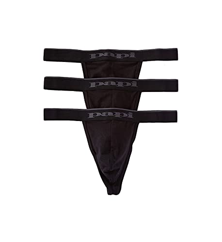 papi Herren 3er-Pack Premium Fashion Cotton Active Stretch Tanga, schwarz, Medium von Papi