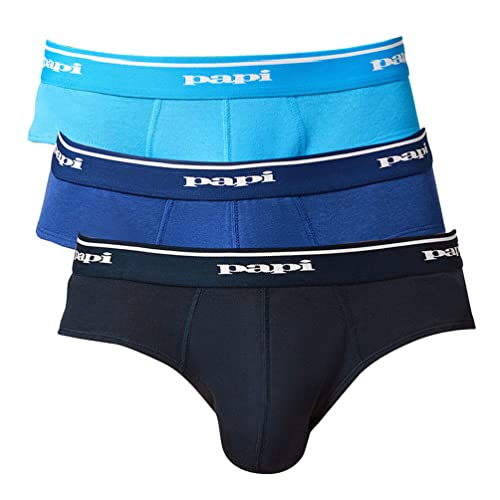 papi Herren Baumwolle Low Rise Slip 3er Pack Unterwäsche, Hellblau/Kobalt/Marineblau, Small von Papi