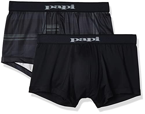 Papi Herren Brazilian Cool Trunk Boxer Briefs Pack of 2 Comfort Fitting Underwear Badehose, schwarz/grau, Large (2er Pack) von Papi