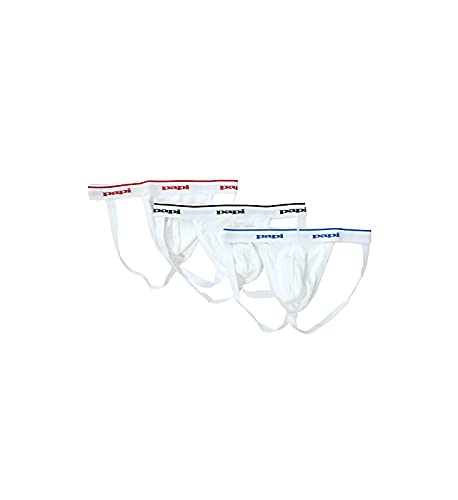 Papi Herren Premium Cheeky Butt Flaunting Cotton Jock Strap Pack of 3 Underwear 3 Stück, weiß, L (3er Pack) von Papi