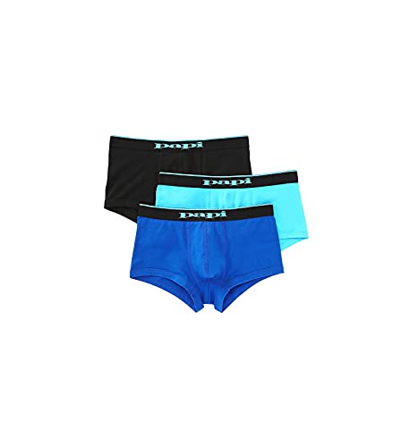 papi Herren Stilvolle brasilianische Solid und Print Trunks (3er Pack Herren Unterwäsche), Schwarz/Kobalt/Blau, Medium von Papi