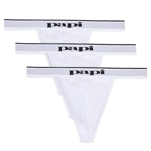 papi Herren 3er-Pack Baumwoll-Stretch-Tanga Unterwäsche, Weiss/opulenter Garten, Medium von Papi