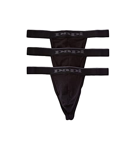 papi Herren 3er-Pack Baumwoll-Stretch-Tanga Unterwäsche, Schwarz, X-Large von Papi