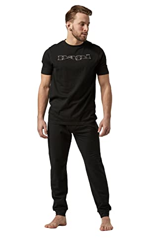 papi Herren Schlaf-Set, 2-teilig Pyjamaset, Schwarz, X-Large von Papi