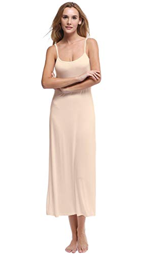 Papicutew Damen-Unterkleid, lang, Cami, Trägerkleid, Nachthemd, ärmellos - Beige - Medium von Papicutew