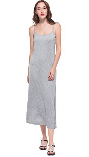 Papicutew Damen-Unterkleid, lang, Cami, Trägerkleid, Nachthemd, ärmellos - Grau - X-Large von Papicutew