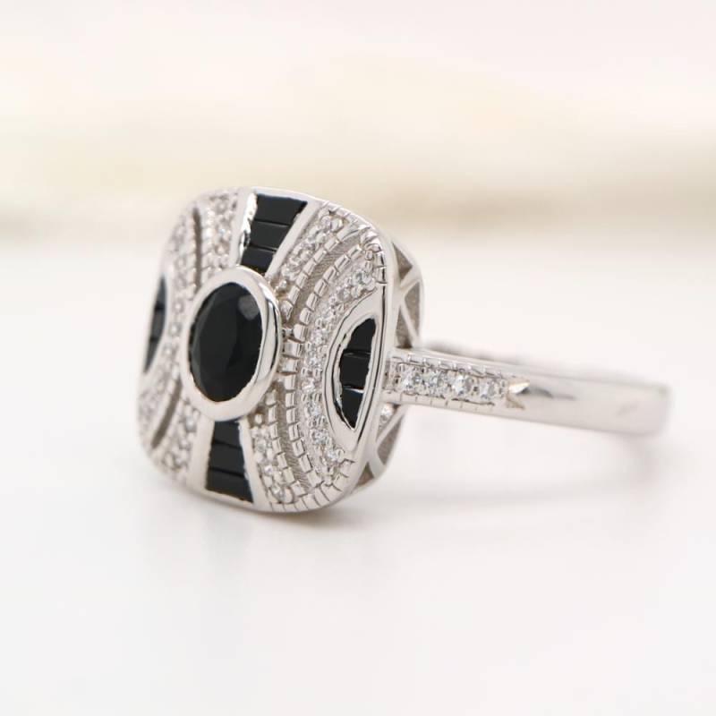 Art Deco Onyx Ring 1920Er Sterling Silber, Gatsby Jewelry von BejewelledBunny