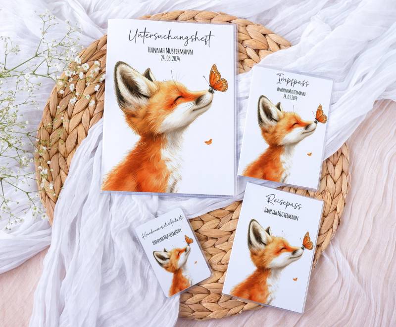 U-Heft Und Impfpass Reisepass Hülle Personalisiert Fuchs Schutzhülle Mit Namen Geschenk Für Geburt Mädchen Junge von YvonnesPapierTraeume