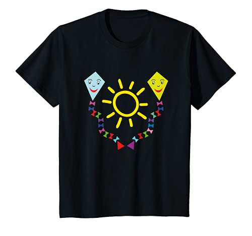 Kinder Bunte Papierdrachen mit Sonne Drachensteigen Herbstzeit T-Shirt von Papierdrachen basteln mit Papa Drachensteigen