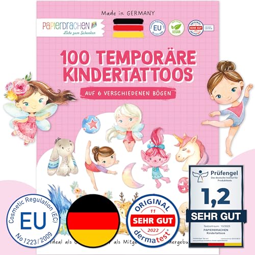 Papierdrachen 100 besonders hautfreundliche Kindertattoos - Tattoos Feen und Trolle - für Kinder - für Jungen und Mädchen - geprüft & made in Germany - Set 21 von Papierdrachen