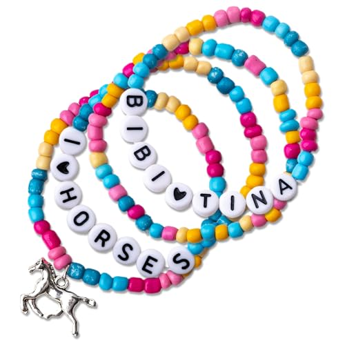 Papierdrachen 4 Perlen-Armbänder in sanften Pastelltönen - mit Pferd-Anhänger - tolle Geschenkidee für Mädchen - BIBI <3 TINA und I LOVE HORSES - schönes Accessoire - Set 4 Papierdrachen 4 Perlen-Armbänder in sanften Pastelltönen - mit Pferd-Anhänger - tolle Geschenkidee für Mädchen - BIBI <3 TINA und I LOVE HORSES - schönes Accessoire - Set 4 von Papierdrachen