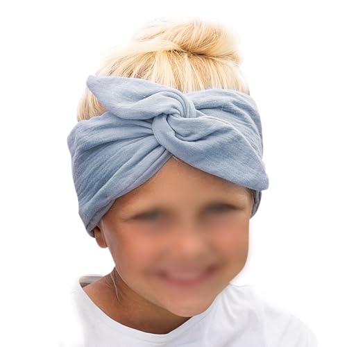 Papierdrachen Musselin Haarband für Kinder zum Selbstbinden - Knotenband - Stirnband - Haar Accessoires - Herbst und Sommer - blau - für Kinder von Papierdrachen