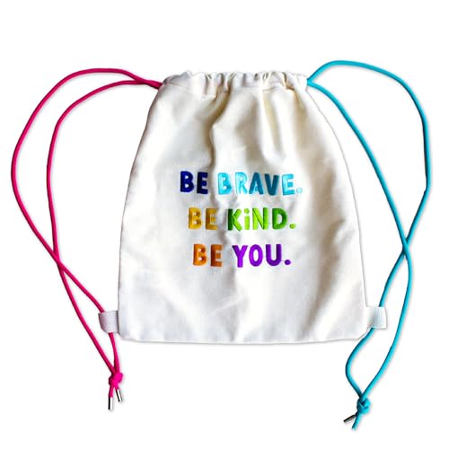 Papierdrachen Turnbeutel Frauenpower - be brave, be kind, be you - bunt - Statement - bestickt - Rucksack - für Sport und Freizeit von Papierdrachen