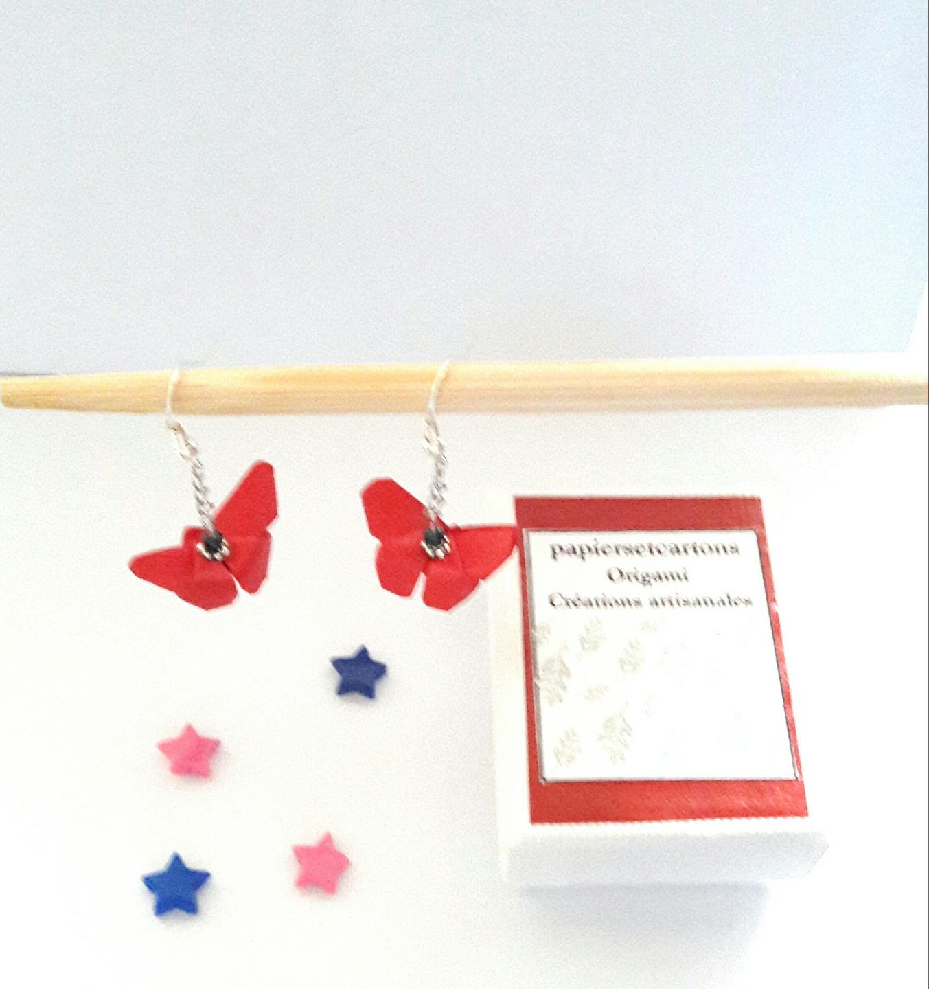 Origami - Rote Schmetterlinge, Silber Kette Ohrringe Origami - Rote Schmetterlinge, Silber Kette Ohrringe von Papiersetcartons