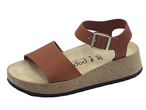 GLENDA (PAPILLIO) - SANDALO IN PELLE DA DONNA PLANTARE IN SUGHERO E LATTICE 40/PECAN-N von Papillio