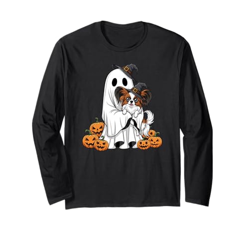 Lustiger Geist Papillon Kürbis Halloween Kinder Herren Damen Langarmshirt von Papillon Lovers Cute Halloween Outfit for Boy Girl