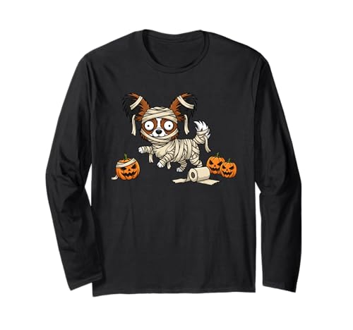 Lustiger Papillon Mumie Kürbis Halloween Kinder Herren Damen Langarmshirt von Papillon Lovers Cute Halloween Outfits Boy Girl