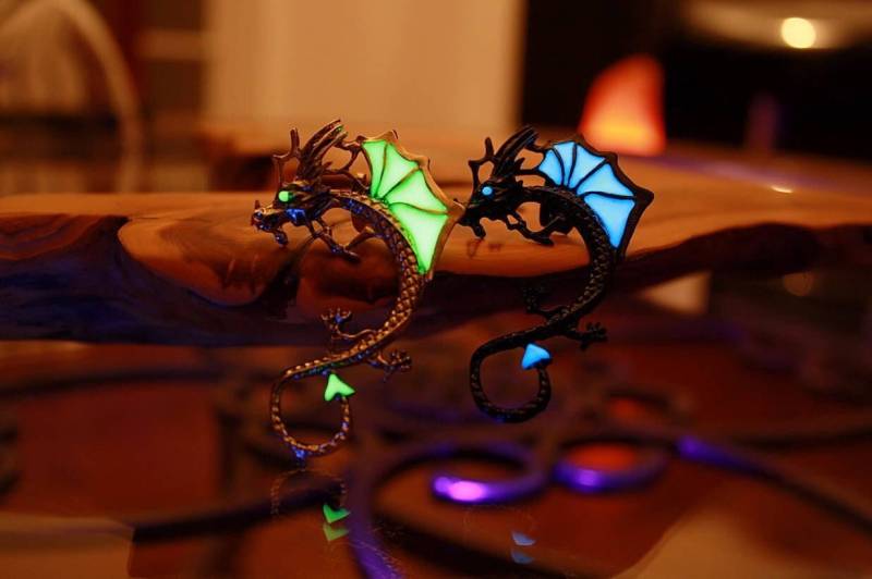 Drachen Ohrmanschette Ohrclip - Glow in The Dark Nicht Durchbohrte von Papillon9