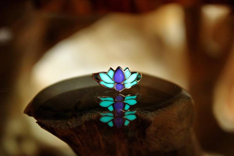 Lotus Blume Zehenring/Leuchtet Im Dunkeln Sterling Silber Midi Ring Blumen Schmuck Einstellbare Zehenringe von Papillon9