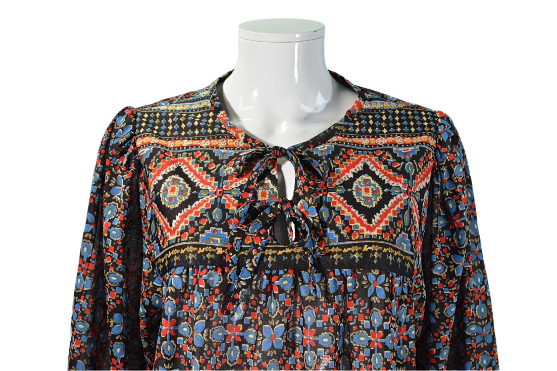 Vintage 70Er Jahre Ethnic Print Semi Sheer Boho Kleid, Os Vintage 70Er Jahre Ethnic Print Semi Sheer Boho Kleid, Os von PapillonVintageShop