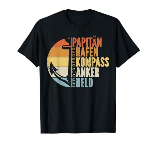 Herren Papitain Papa Kapitän Vatertag Kapitän Anker Matrosenschiff T-Shirt von Papitän Kapitän Captain Anker Segler Outfit