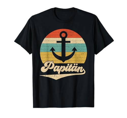 Herren Papitän retro für Papa zum Vatertag Geburtstag Weihnachten T-Shirt von Papitän Vatertag Papa Vatertagsgeschenk