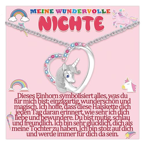 Nichte Kette Geschenke von Tante Onkel für Meine Nichte Einhorn Halskette Geschenk zum Geburtstag Geburtstagsgeschenk Valentin Geschenkideen Schmuck Besondere Sinnvolles Liebesgeschenke Weihnachten von Temulnee