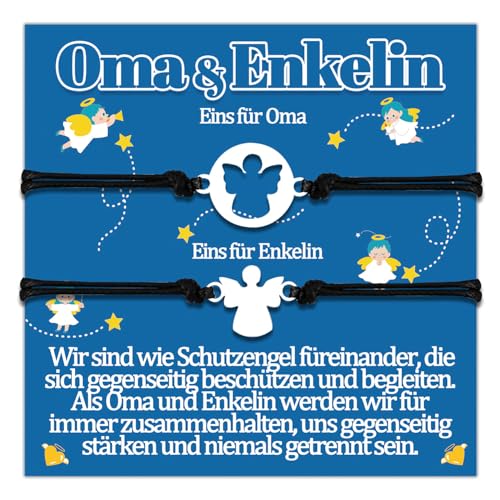 Oma Enkelin Armband Geschenke für Großmutter und Enkelin Armbänder Schutzengel Geschenk Von Enkelin Geburtstagsgeschenk zum Geburtstag Geschenkideen Schmuck Frauen Schmuckset für 2 Damen Weihnachten von Temulnee