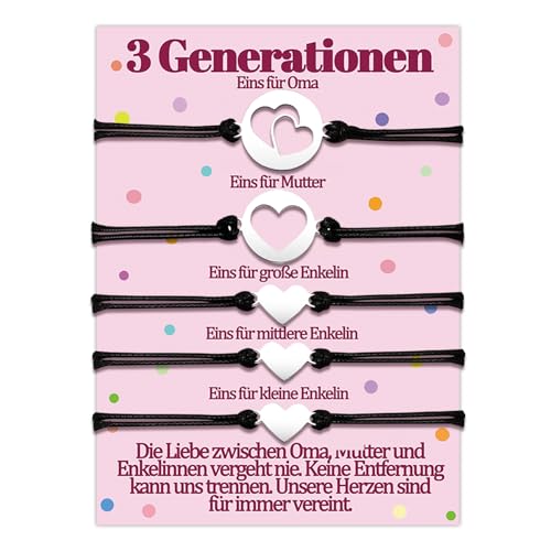 Oma Geschenk für Oma Mama 3 Töchter Armband Geschenke 3 Enkelinnen 3 Generationen Armbänder Geschenk zum Geburtstag Geschenkideen Herz Weilnachten Schmuck Frauen Schmuckset für 5 Damen Sinnvolles von Temulnee