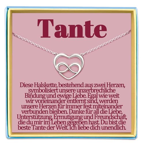 Temulnee Tante Kette Geschenke von Nichte oder Neffe für Tante Geschenk zum Geburtstag Halskette Geschenkideen Muttertag Muttertagsgeschenke Geburtstagesgeschenke Herz Schmuck Damen Frauen von Temulnee