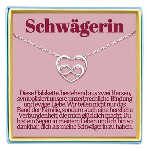 Temulnee Schwägerin Kette Geschenke für Schwägerin Geschenk zum Geburtstag Halskette Geschenkideen Geburtstagesgeschenke Weihnachten Muttertag Muttertagsgeschenke Herzkette Herz Schmuck Damen Frauen von Temulnee