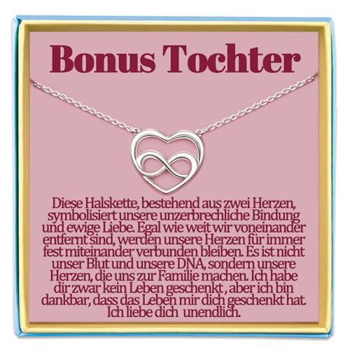 Stieftochter Kette Geschenke von Stiefmama oder Stiefpapa für Bonus Tochter Geschenk Geburtstag Halskette Geschenkideen Muttertag Muttertagsgeschenke Geburtstagesgeschenke Schmuck Damen Frauen von Temulnee