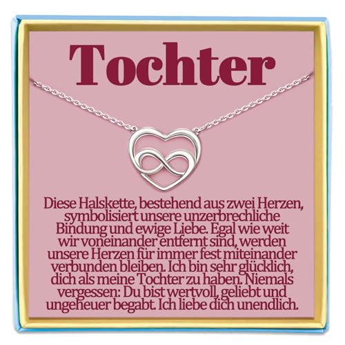 Tochter Kette Geschenke für Tochter von Mutter Vater Tochter Geschenk zum Geburtstag Halskette Geschenkideen Muttertag Muttertagsgeschenke Geburtstagesgeschenke Herzkette Herz Schmuck Damen Frauen von Temulnee