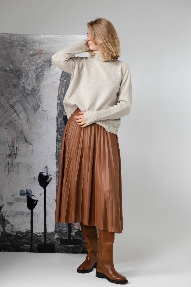 Weiter Wollpullover Mit Rollkragen Beigefarbener Strickpullover, Mulesingfreie Wolle von PappusStore