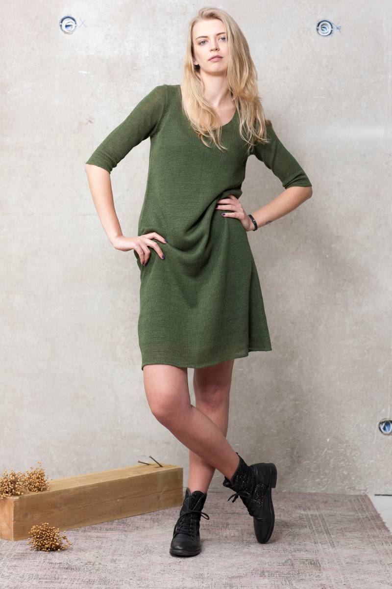 Leinen Tunika Stricken, A-Linie Kleid, Tunika, Gestricktes Sommerkleid, A Silhouette Halbarm Leinenkleid, Leichtes Leinenkleid von PappusStore