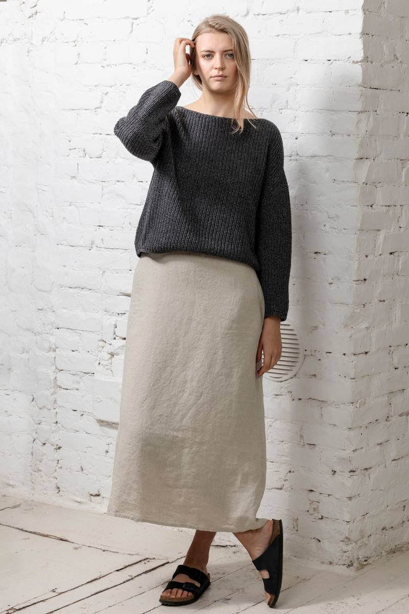 Handgefertigte Lammwolle Mischung Strickpullover Boxy Fit, U-Boot-Ausschnitt von PappusStore